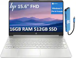 HP - 15 15.6" FHD - Intel Core i3 with 16GB Memory - 512GB SSD - Windows 11 Pro - Silver