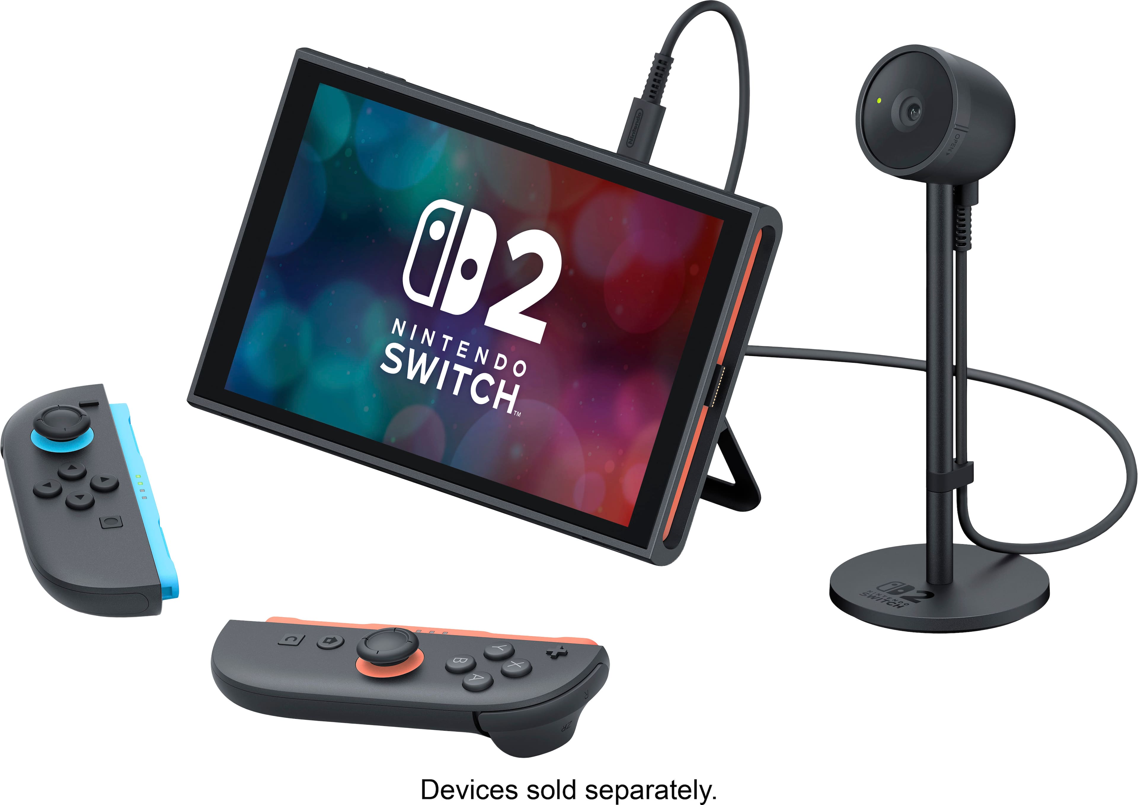 The text on the image reads "NINTENDO 02 TM OPENS ... - N5 002 D C A Devices sold separately."