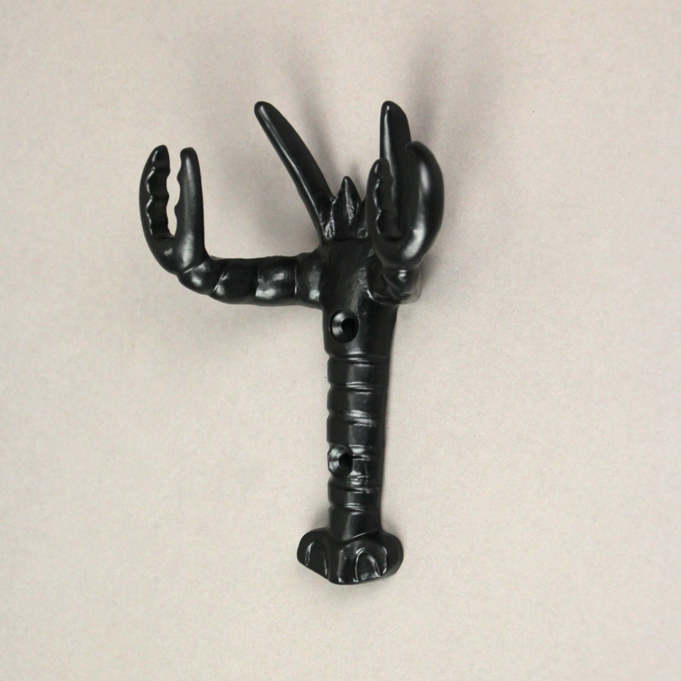 Alt View 4. Moby Dick Specialties - Set of 3 Black Enamel Cast Iron Lobster Shaped Decorative Wall Hooks - Black.