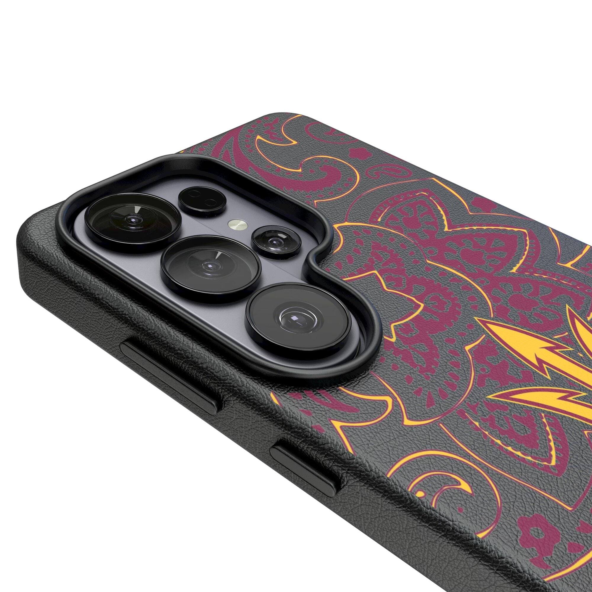 Alt View 2. Keyscaper - Arizona State Sun Devils Paisley Galaxy Magnetic Bump Case - S25 Ultra - Black.