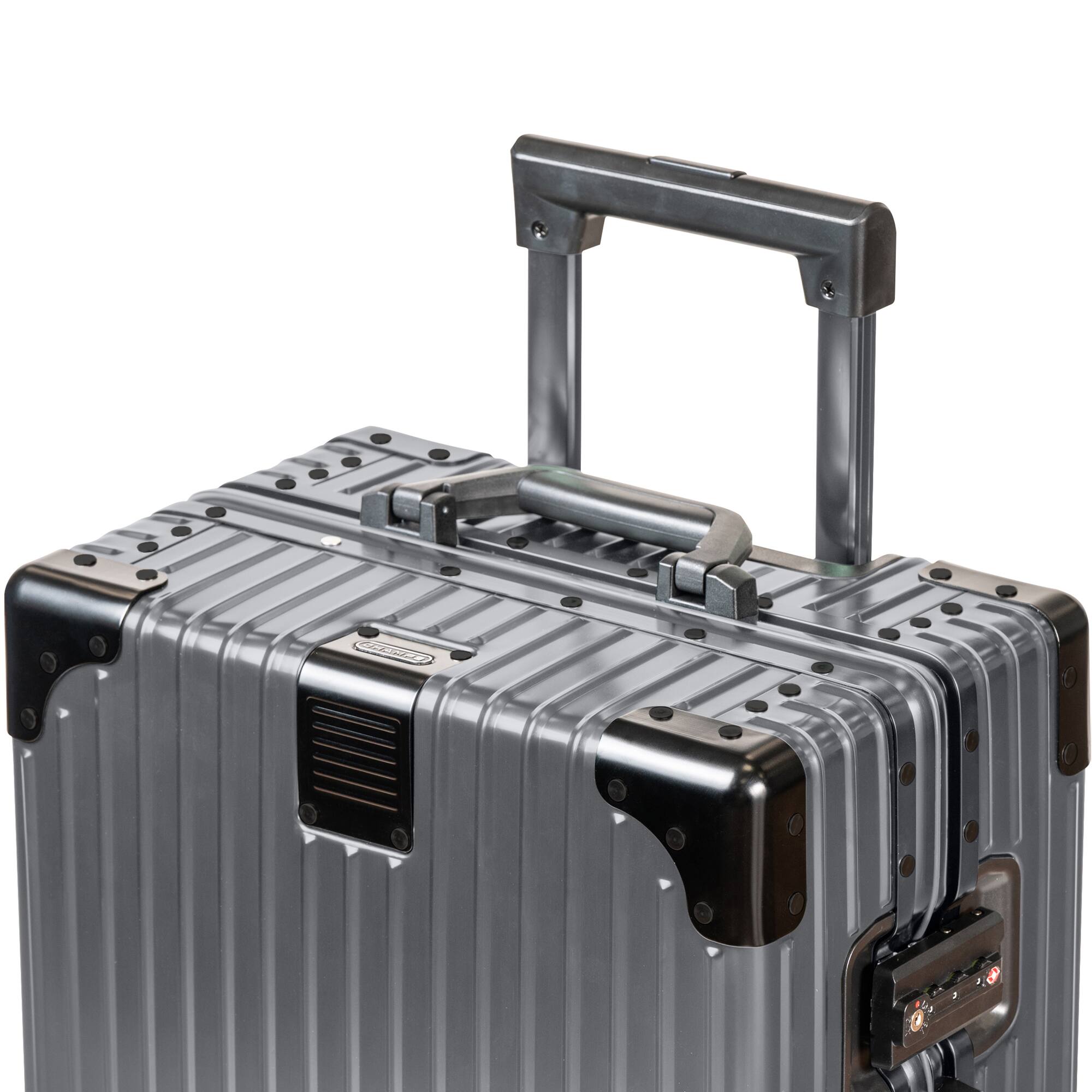 Left. Champs - Elite Aluminum 2-Piece Luggage Set - Grey.