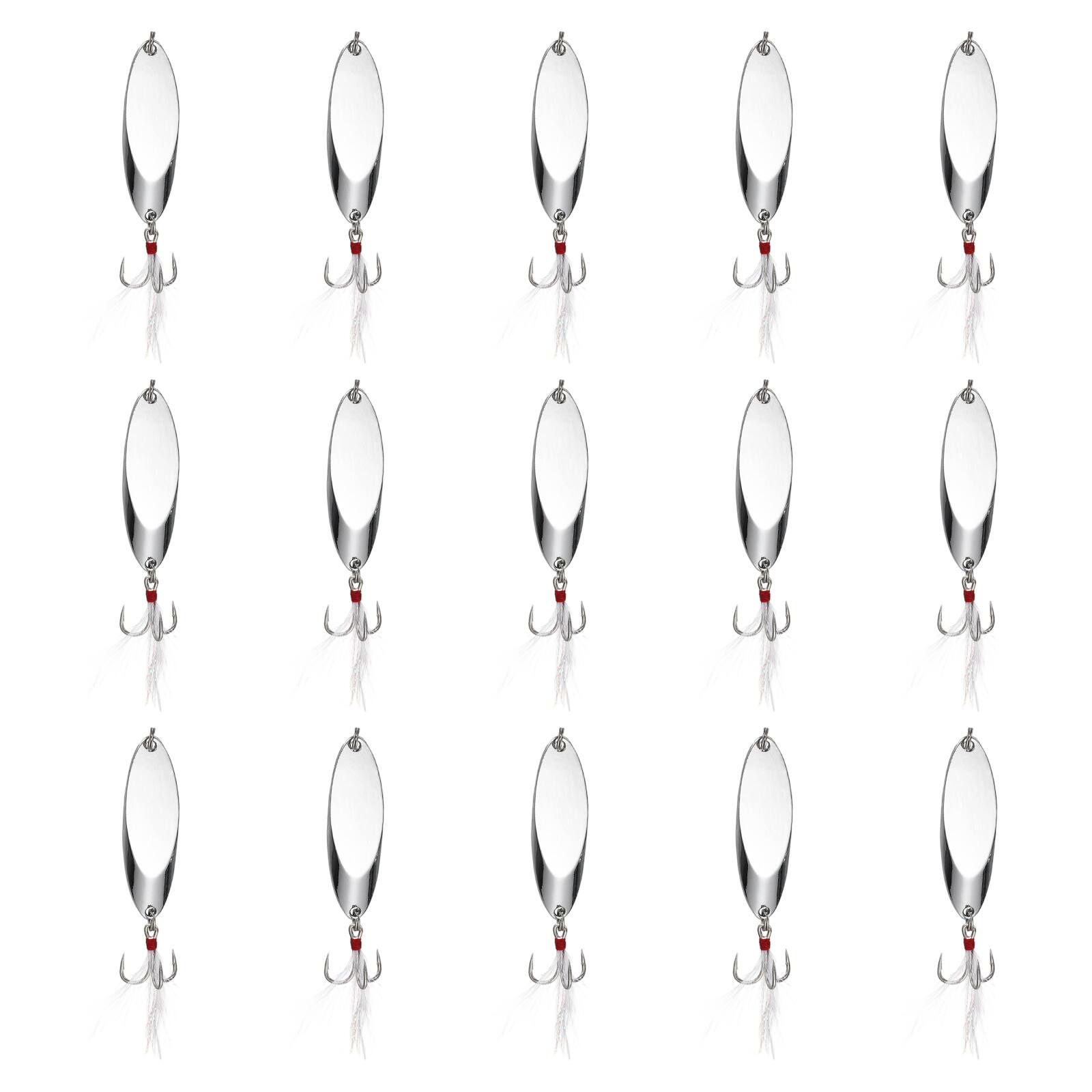 Front. Unique Bargains - Fishing Spoons Lures, Metal Saltwater Treble Trout Lures Jigging Spoon with Treble Hooks Spinner 15pcs 3/5 oz - Silver.