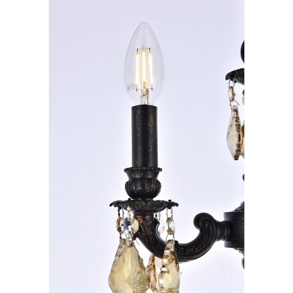 Alt View 2. Elegant Lighting - Lillie 3 light Dark Bronze Pendant Clear Royal Cut Crystal - Dark Bronze.