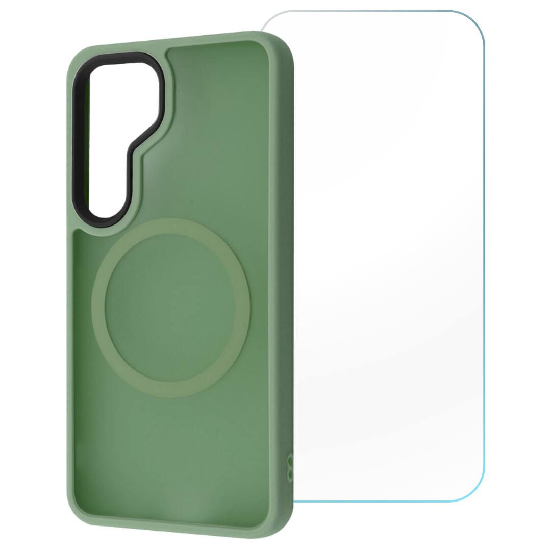 Front. Entronix - Entronix Galaxy S24 Plus Bundle - Translucent Matte Case with Clear Screen Protector - Green.