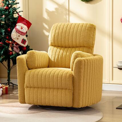 Front. Brick Attic - Power Recliner Nursery Chair, Reclining Chair USB& Type C Ports, Ergonomic Plush Armchair Lounge Chair Rocking Function - Yellow.