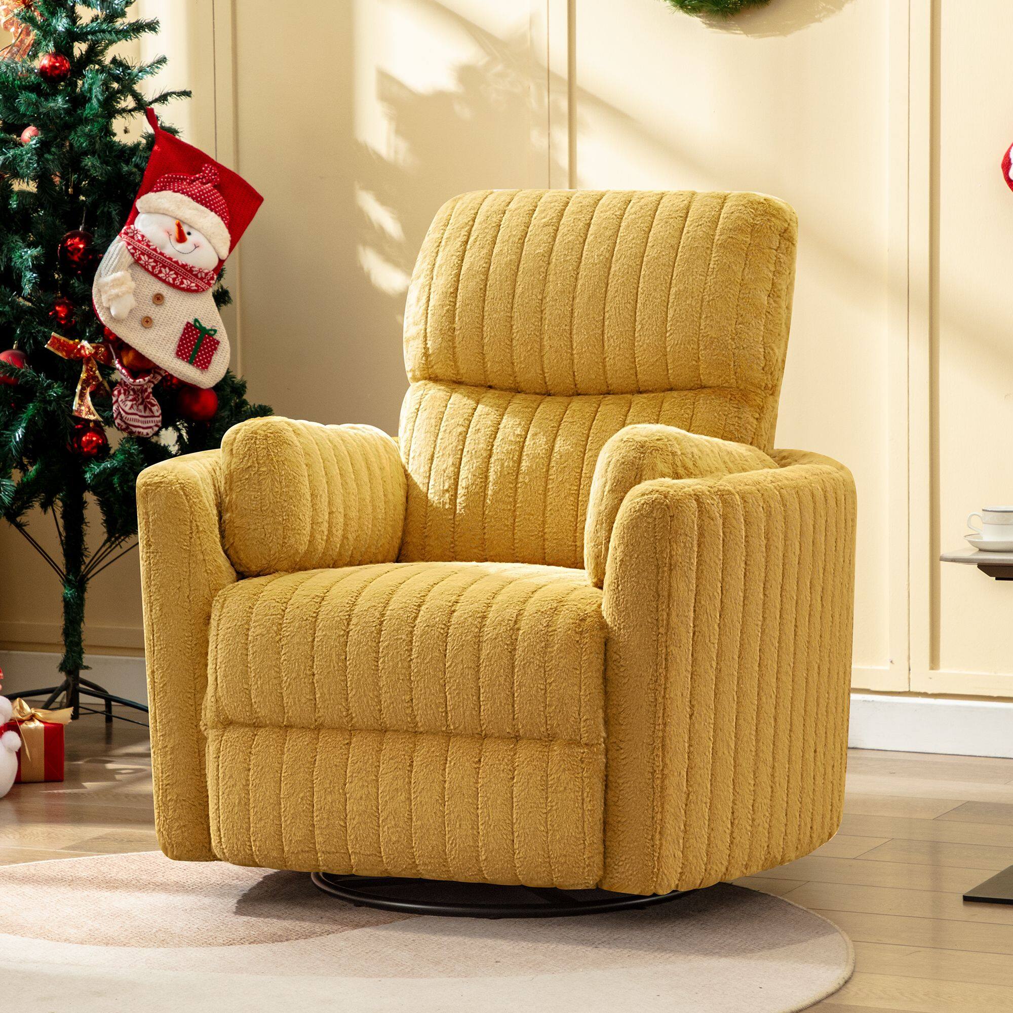 Front. Brick Attic - Power Recliner Nursery Chair, Reclining Chair USB& Type C Ports, Ergonomic Plush Armchair Lounge Chair Rocking Function - Yellow.