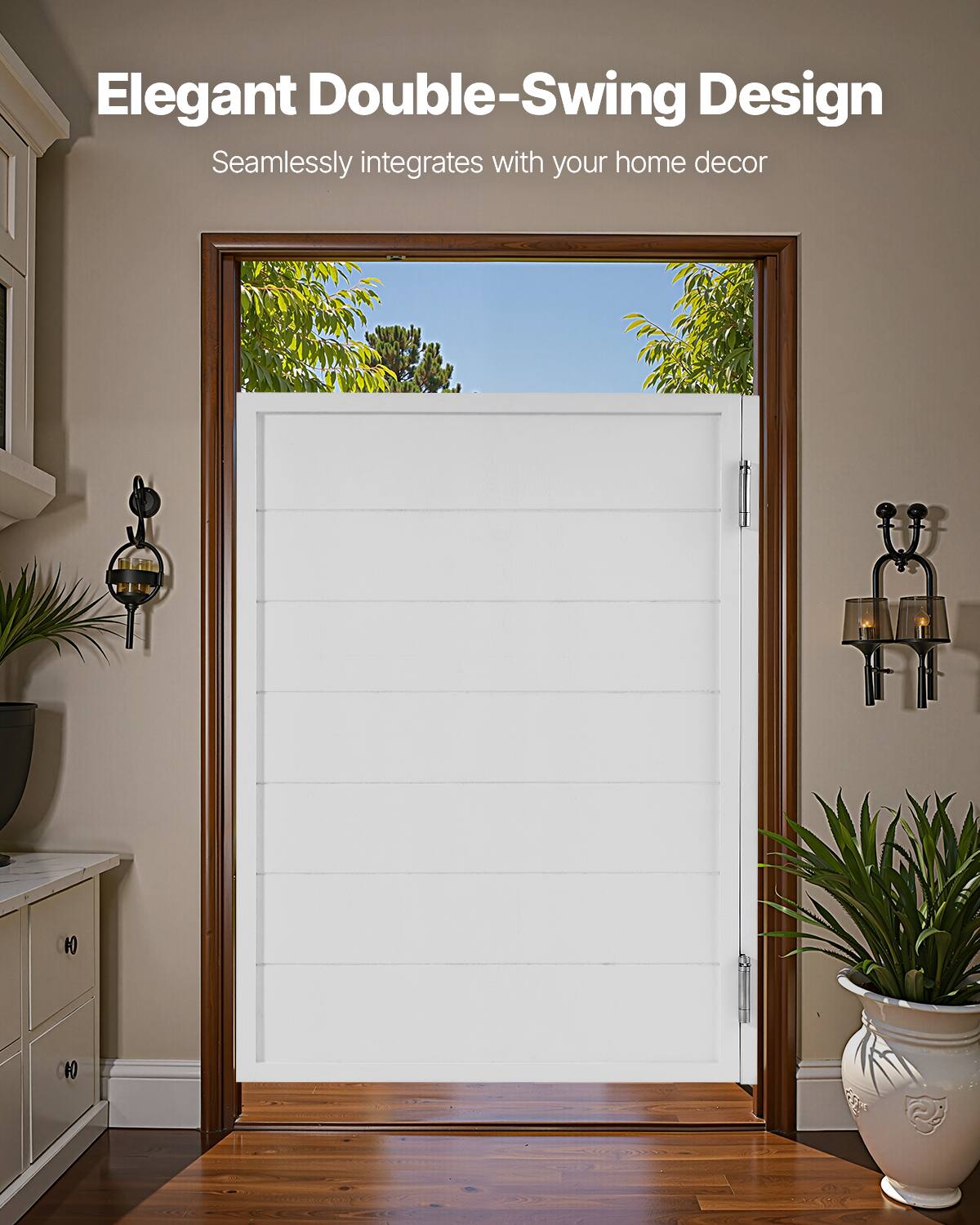 Elegant Double-Swing Design  
Seamlessly integrates with your home decor