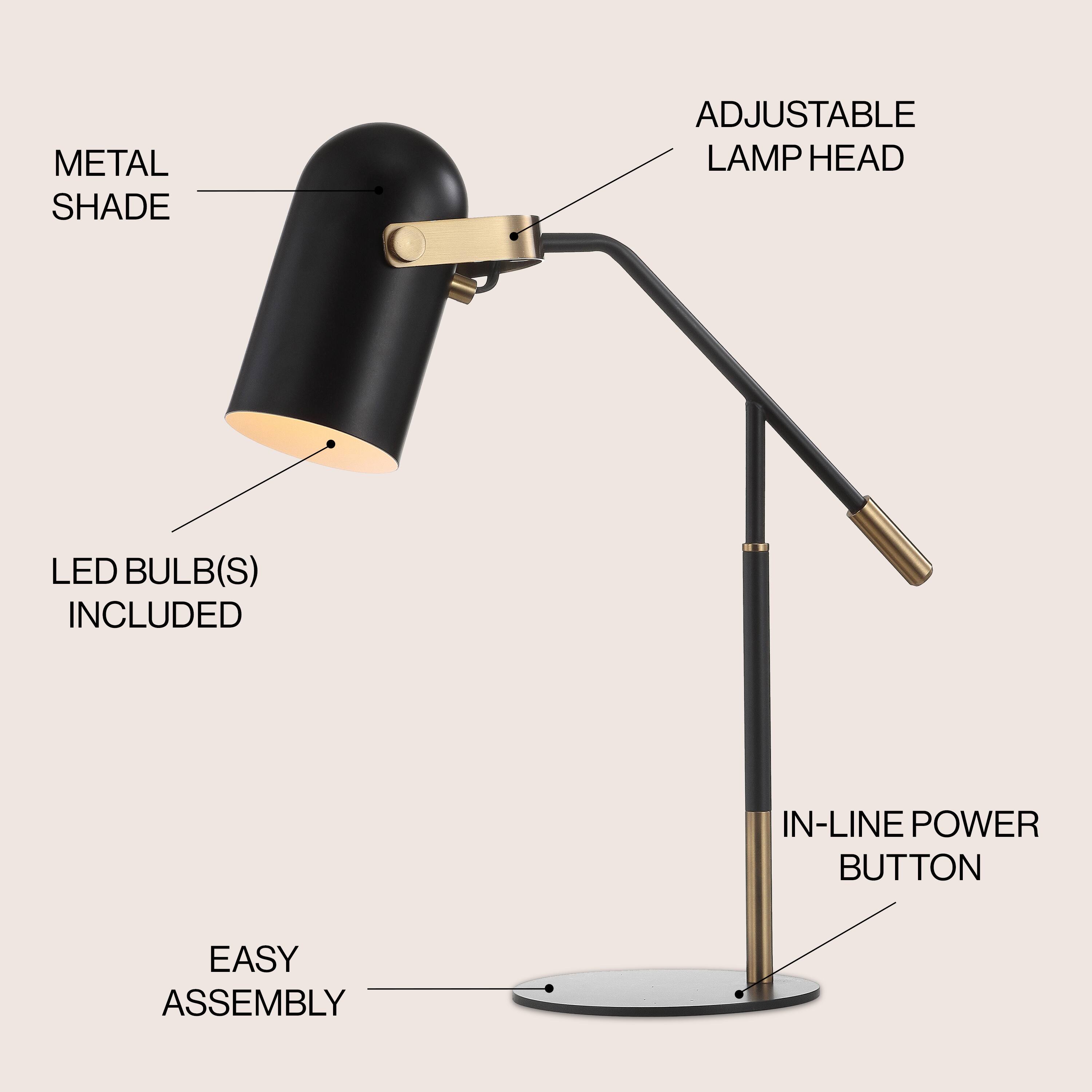 METAL SHADE  
ADJUSTABLE LAMP HEAD  
LED BULB(S) INCLUDED  
IN-LINE POWER BUTTON  
EASY ASSEMBLY