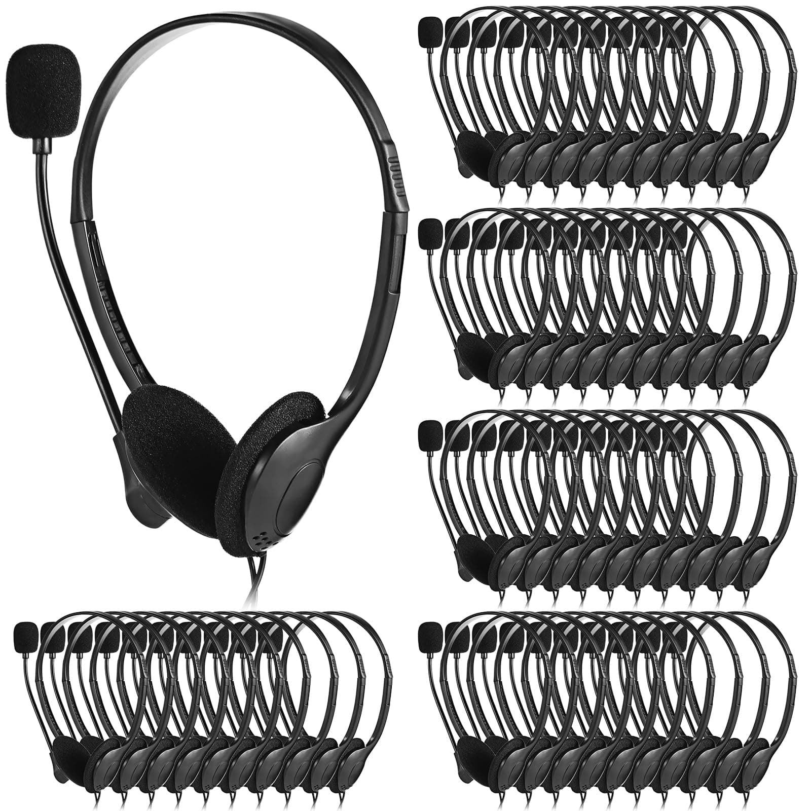 PO3TICJUNKI3 - Headset With Microphone Stereo Headphones Adjustable Office Conference 3 Plug For Adult Mobile Phone Tablet - 20