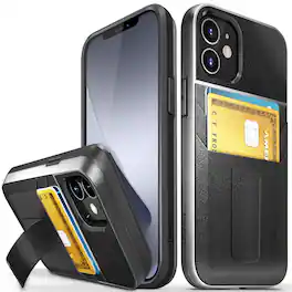 Vena - Legacy Shockproof Protective Leather Wallet Minimalist Case with Kickstand for Apple iPhone 12 Mini - Multicolored