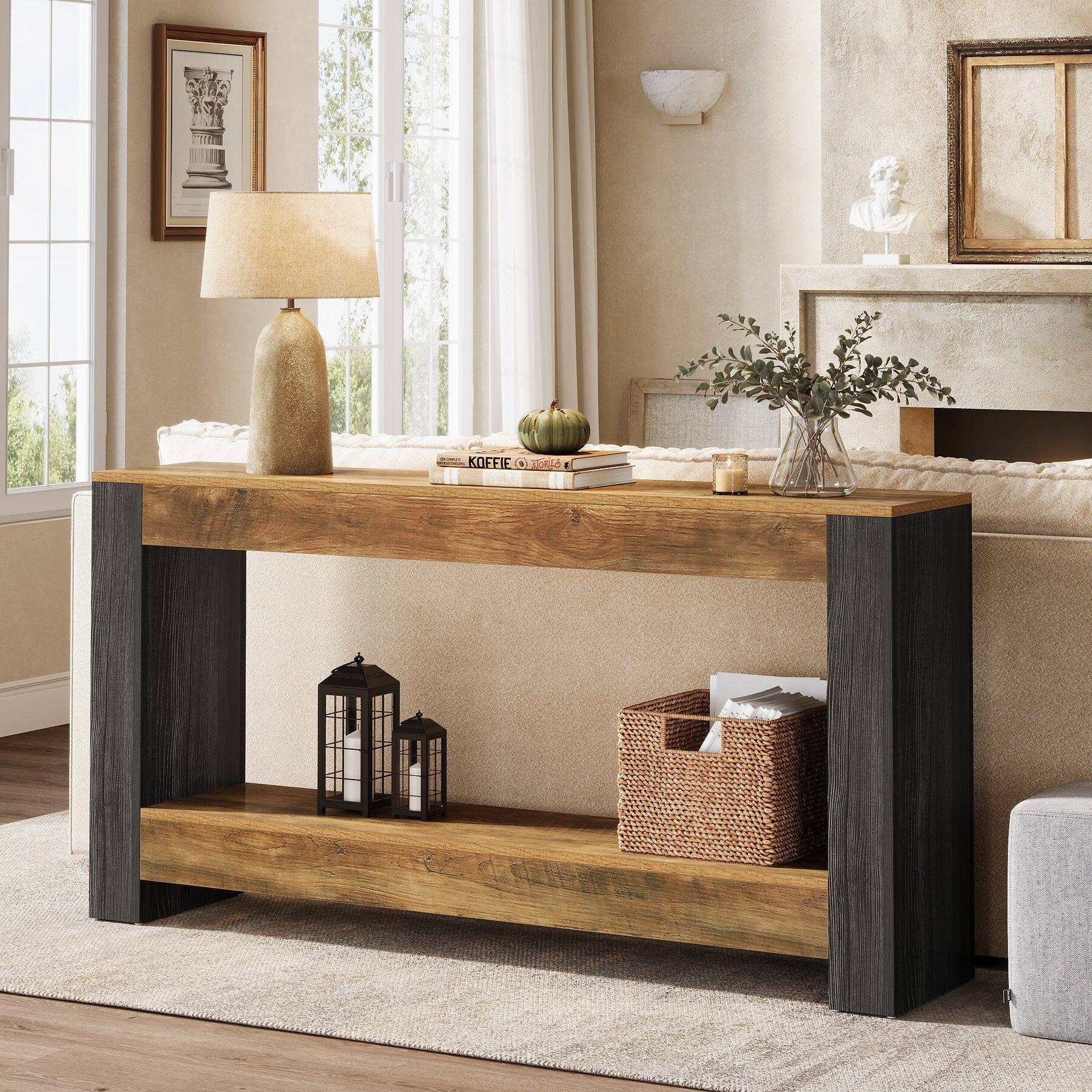 Tribesigns Farmhouse Console Table with Engineered Wood Construction ...