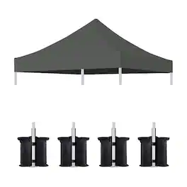 APRILSOUL - 10x10 Canopy Replacement Top for Pop Up Canopy Tent 4PC Pack Canopy only cover and 4pcs sandbag not include frame Gray