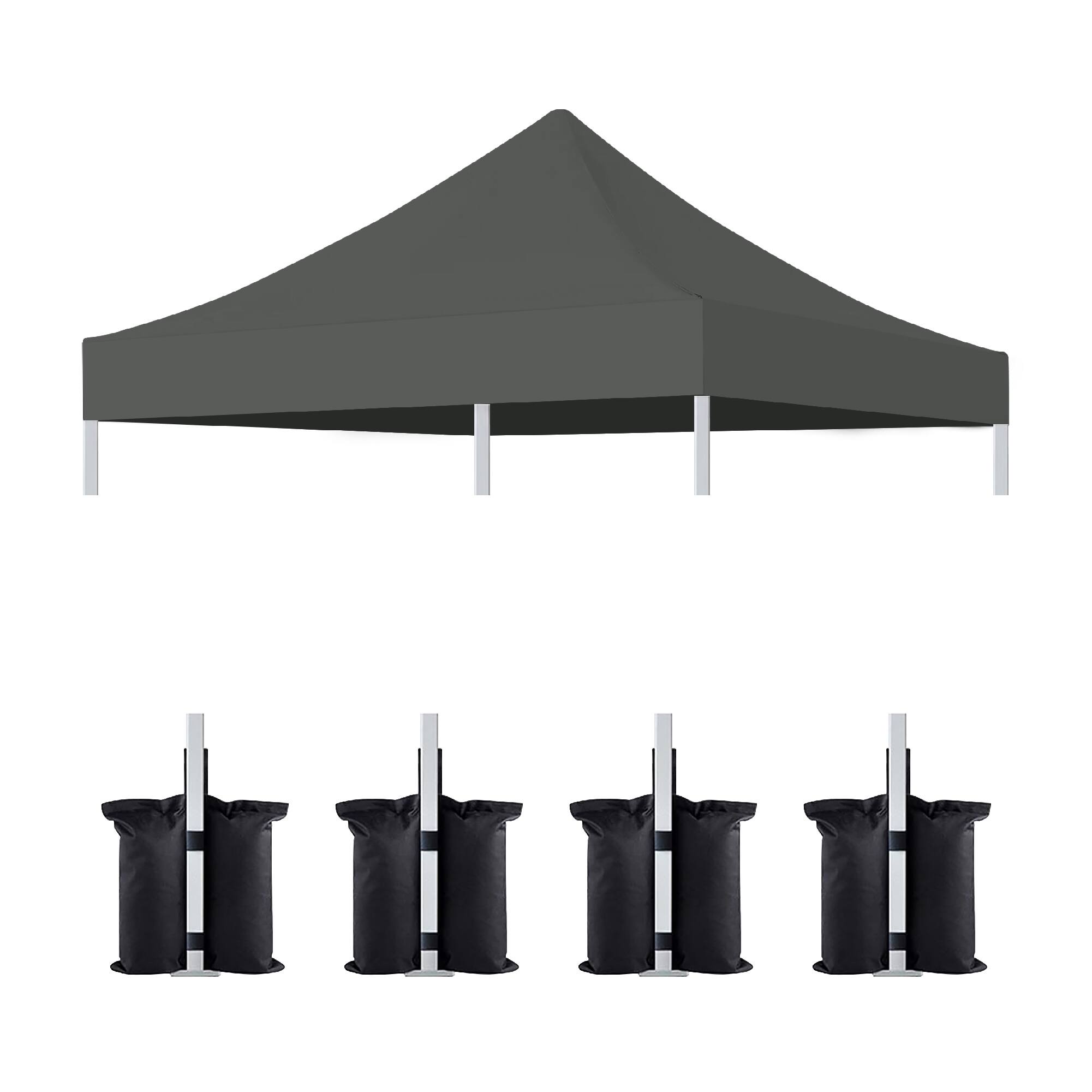 Front. APRILSOUL - 10x10 Canopy Replacement Top for Pop Up Canopy Tent 4PC Pack Canopy only cover and 4pcs sandbag not include frame Gray.