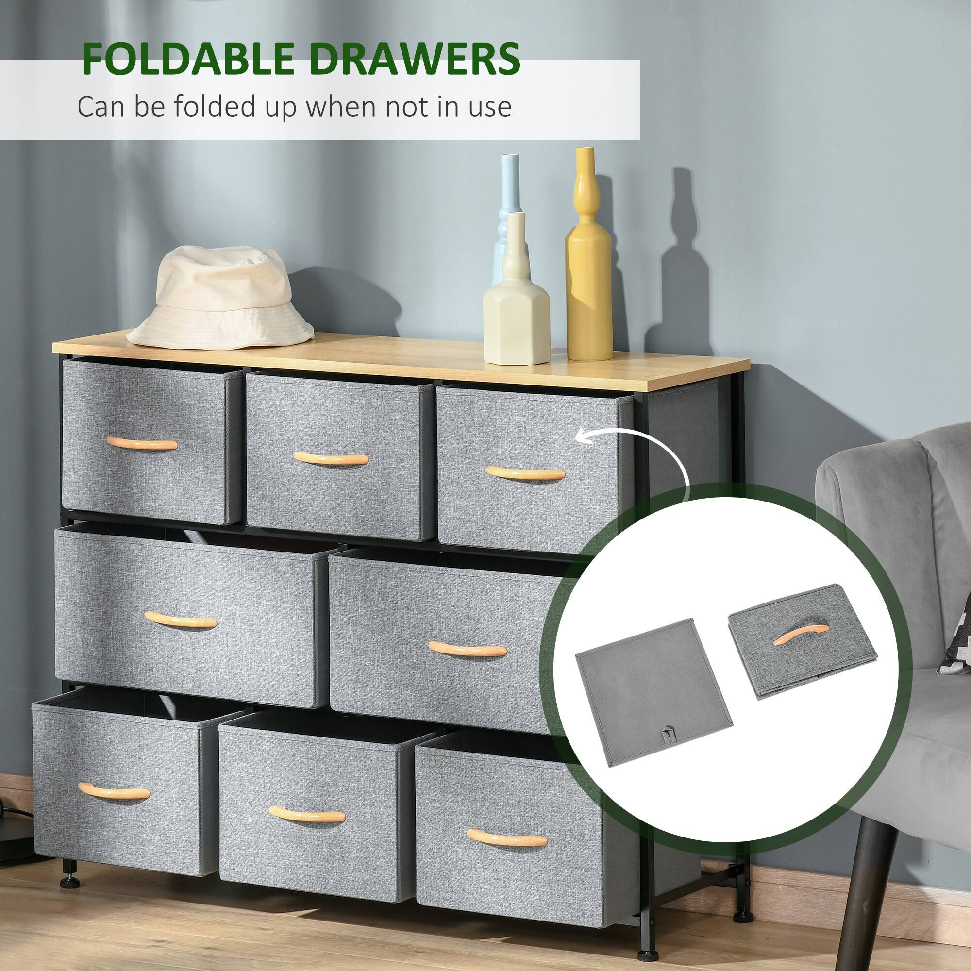 FOLDABLE DRAWERS
Can be folded up when not in use