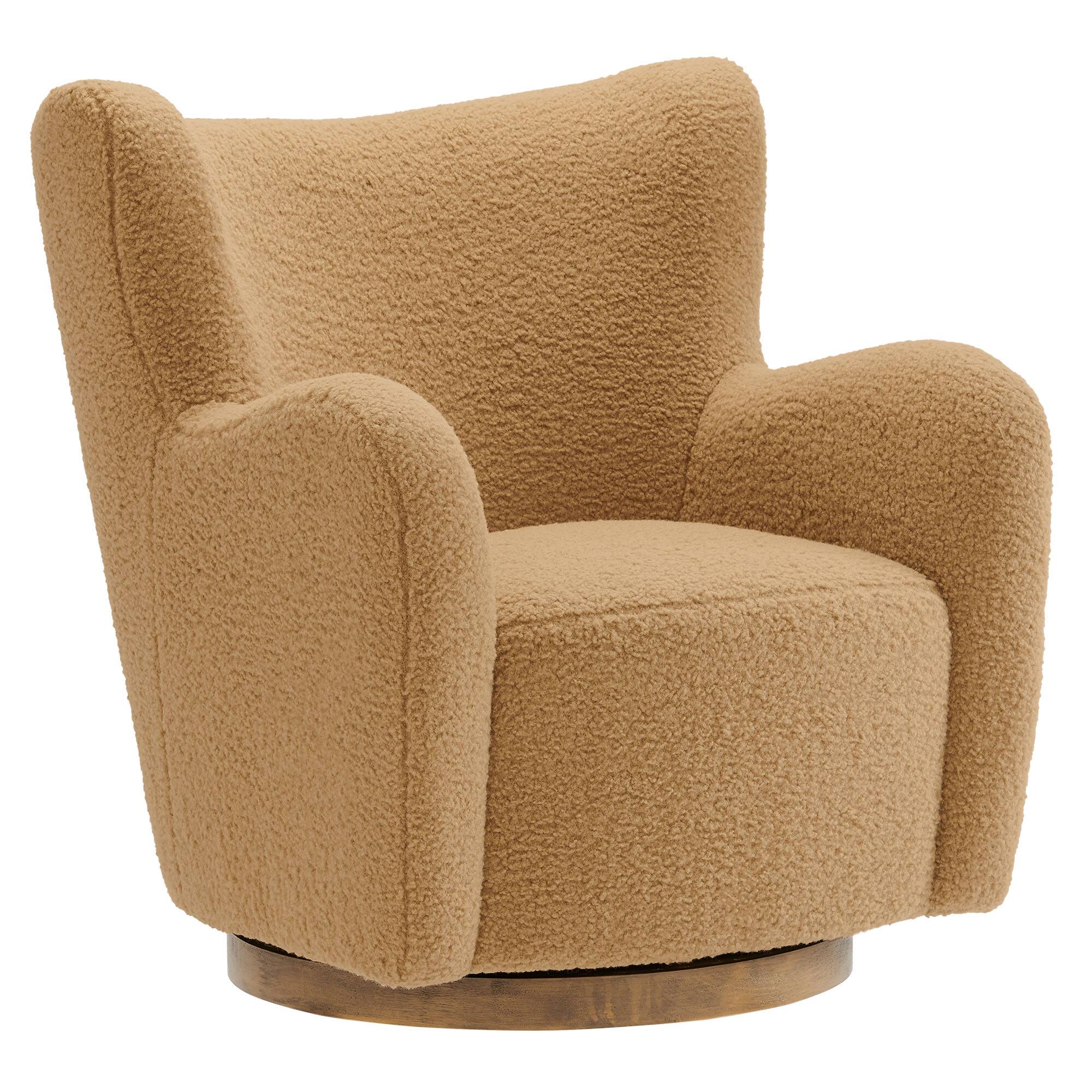 Angle. Modway - Montrose Wingback Sherpa Swivel Accent Chair by Modway - Camel Walnut.