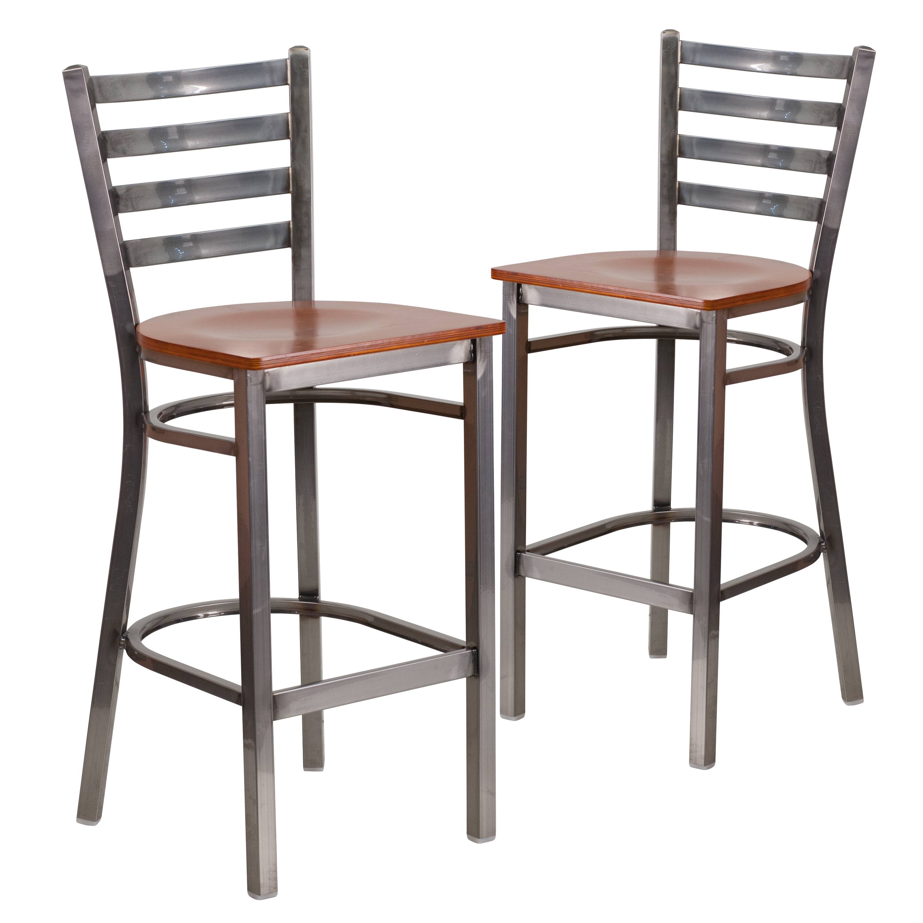 Cherry Wood Seat/Clear Coated Metal Frame