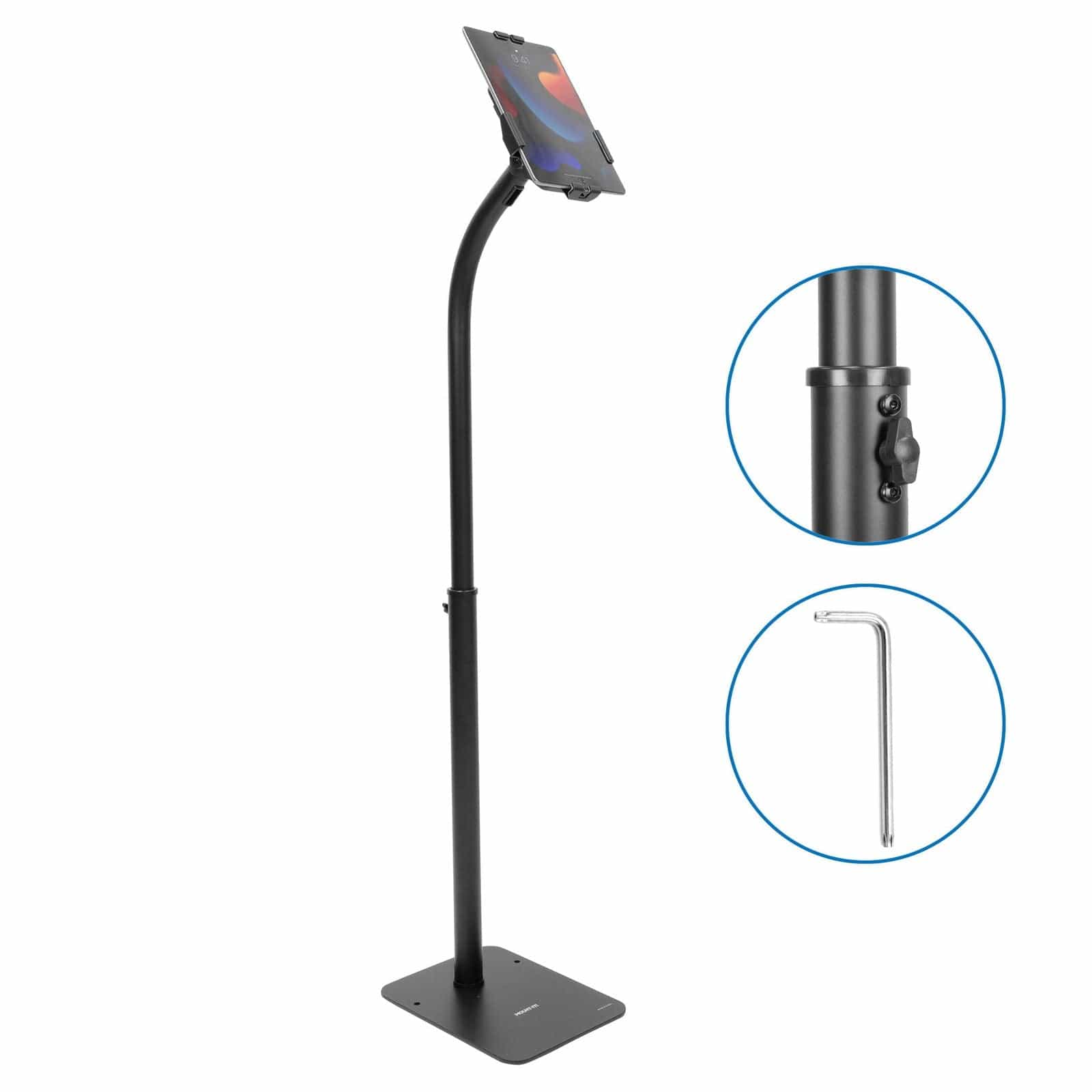 Alt View 7. Mount-It! - Anti‑Theft Tablet Floor Stand with Adjustable Height, Tilt & Rotation for Most 7.9″‑11″ Tablets, Black - Black.