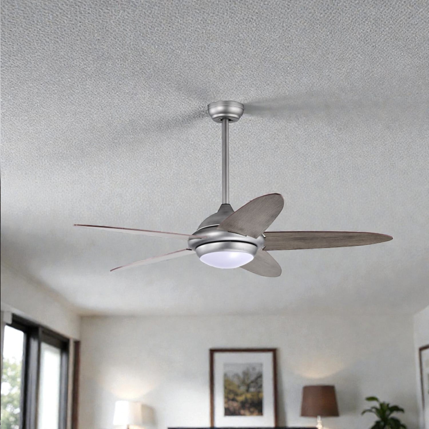 BreeBe - 52" LED Ceiling Fan Featuring 3 Adjustable Wind Modes - Silver Gray
