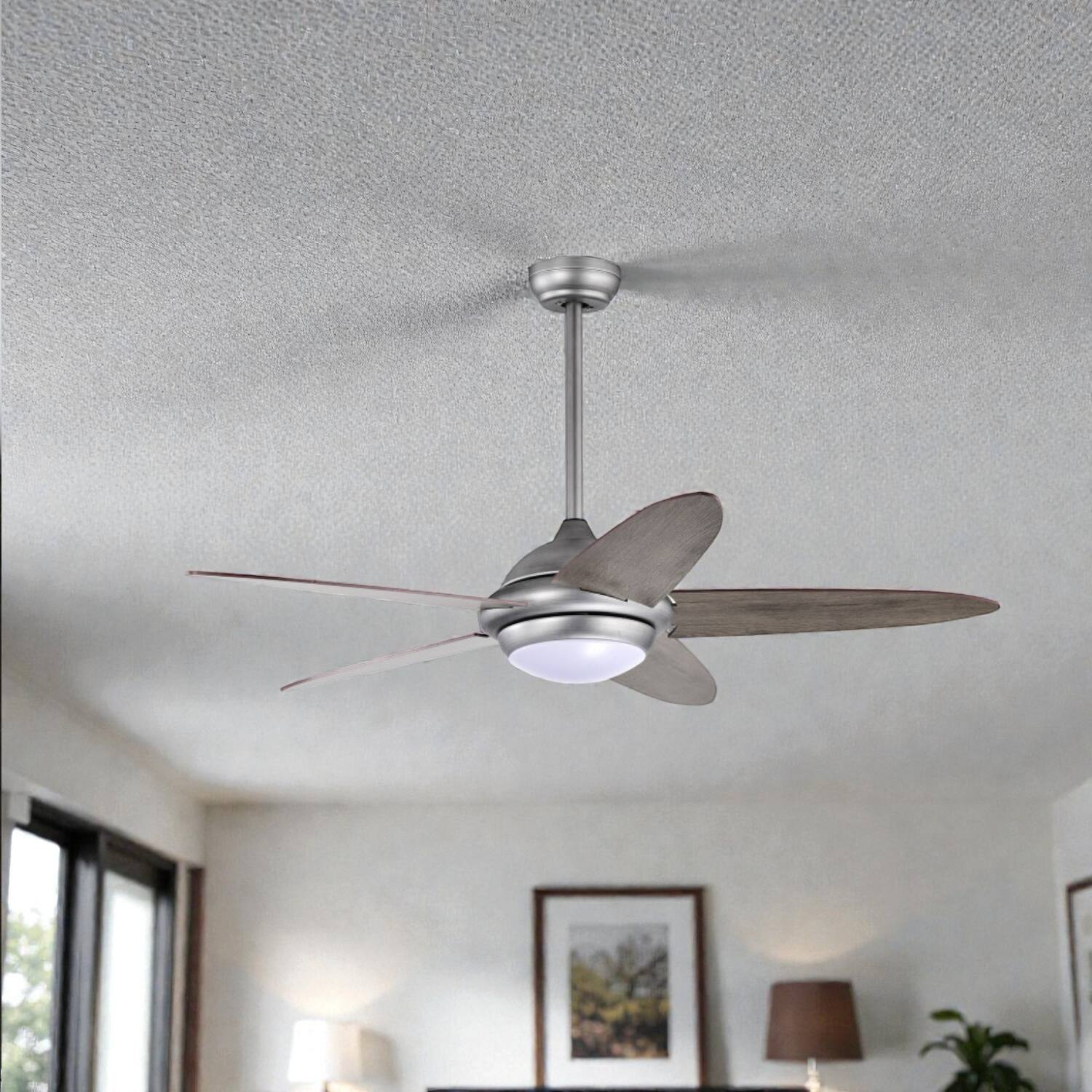 BreeBe - 52" LED Ceiling Fan Featuring 3 Adjustable Wind Modes - Silver Gray