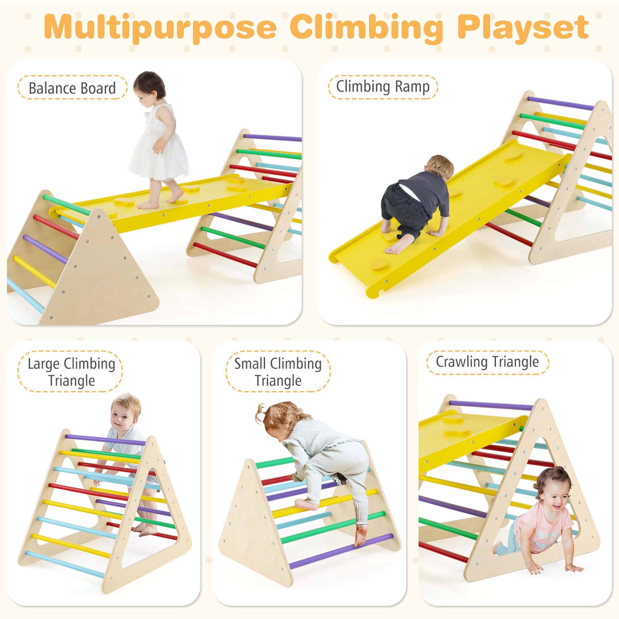Multipurpose Climbing Playset
Balance Board
Climbing Ramp
Large Climbing Triangle
Small Climbing Triangle
Crawling Triangle