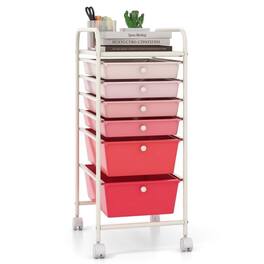 Pefilos - 6 Drawers Rolling Storage Cart Organizer- Craft Organizers and Storage, Multipurpose Organizer Cart for Home - Pink