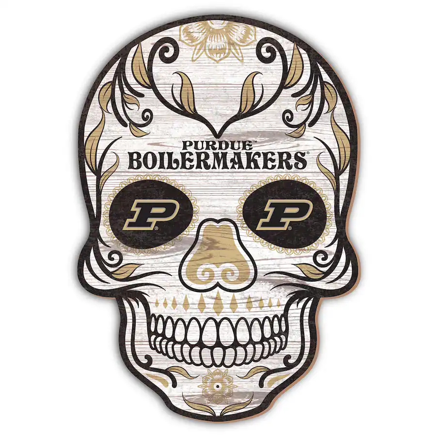 Buy Sign Blue Fan Creations Purdue Boilermakers 12'' Sugar Skull Sign Multicolor ...