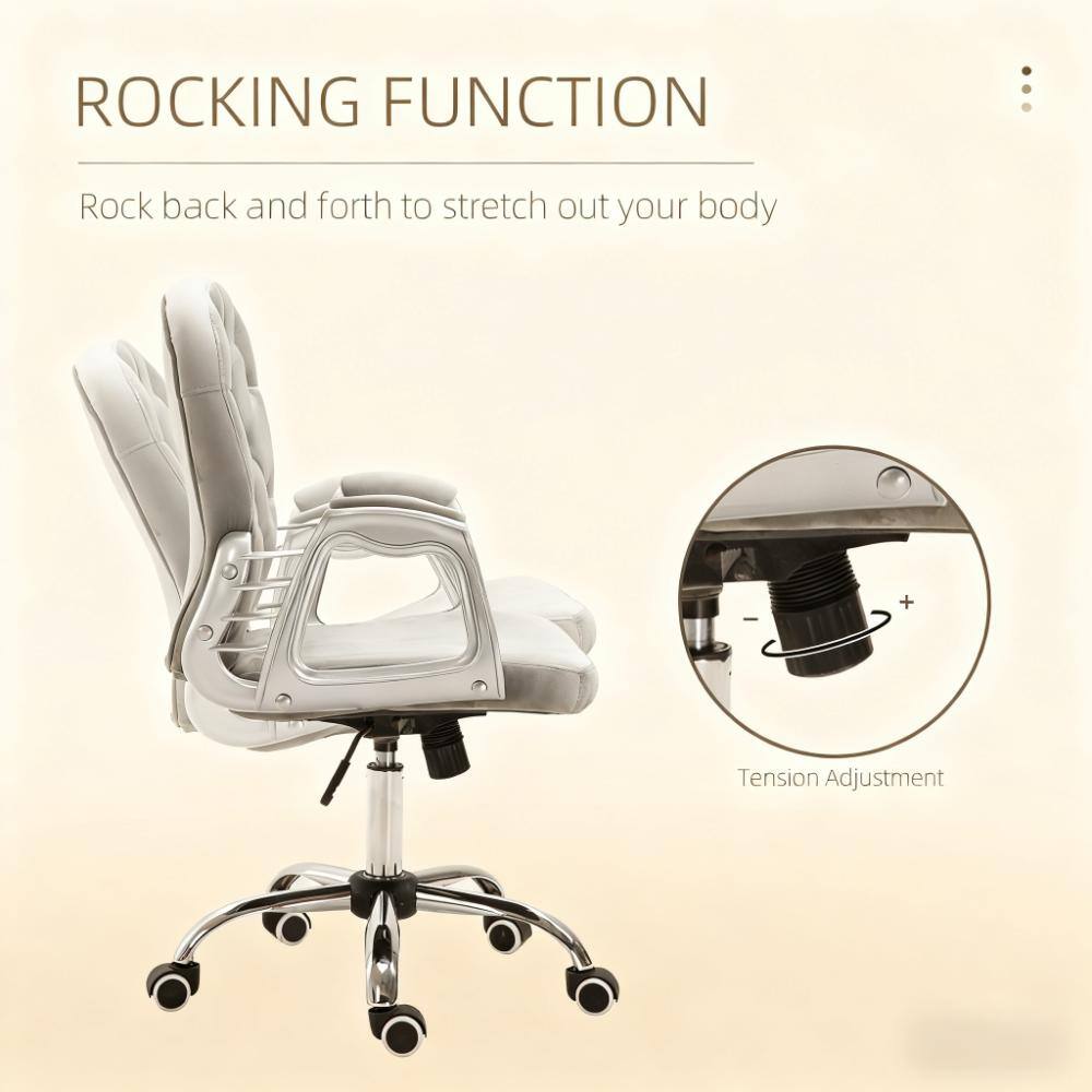 Alt View 4. Forest'nSky - Grey Luxury Tufted Office Chair for A Stylish Choice for Home & Office, Plush Comfort - Grey.