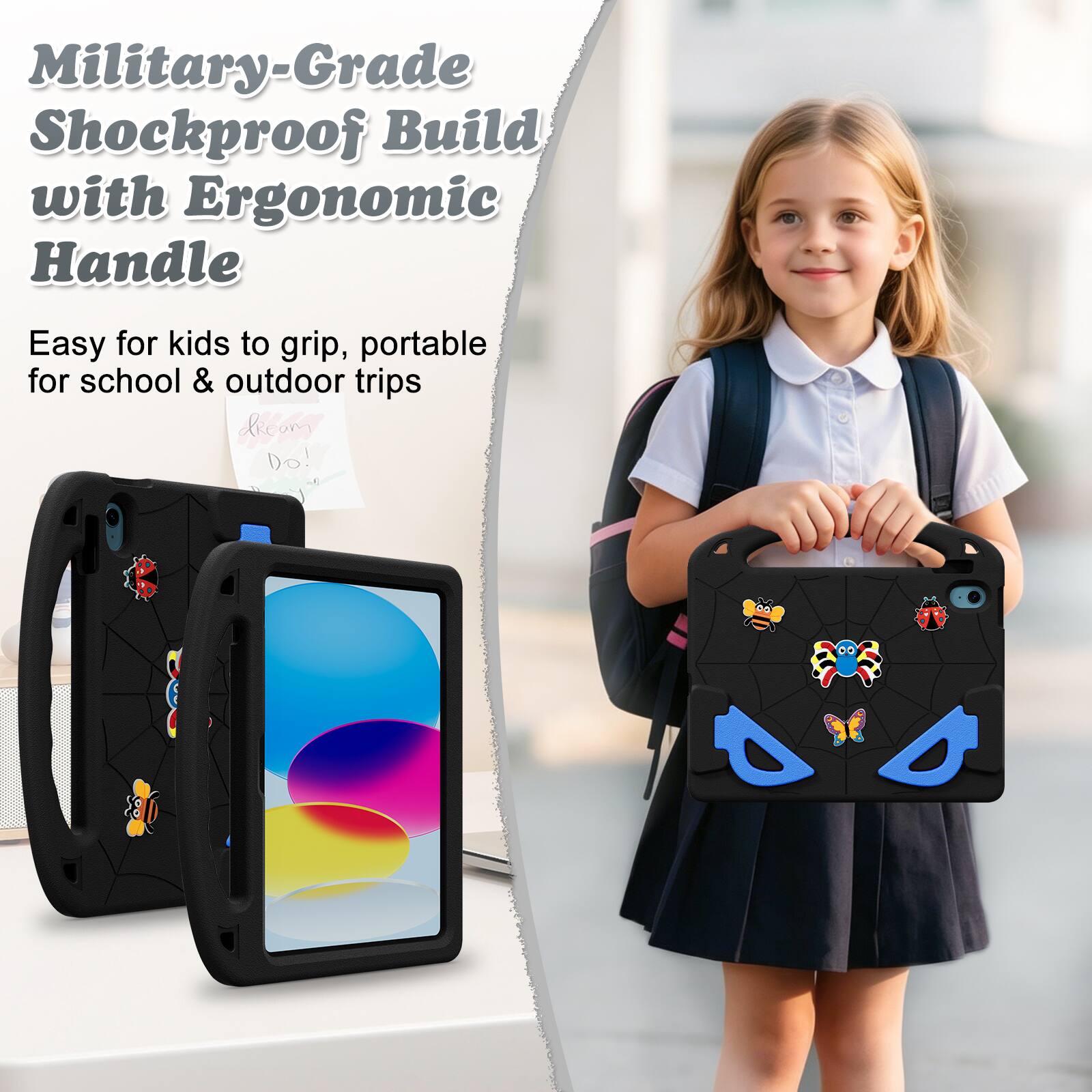Military-Grade Shockproof Build with Ergonomic Handle

Easy for kids to grip, portable for school & outdoor trips