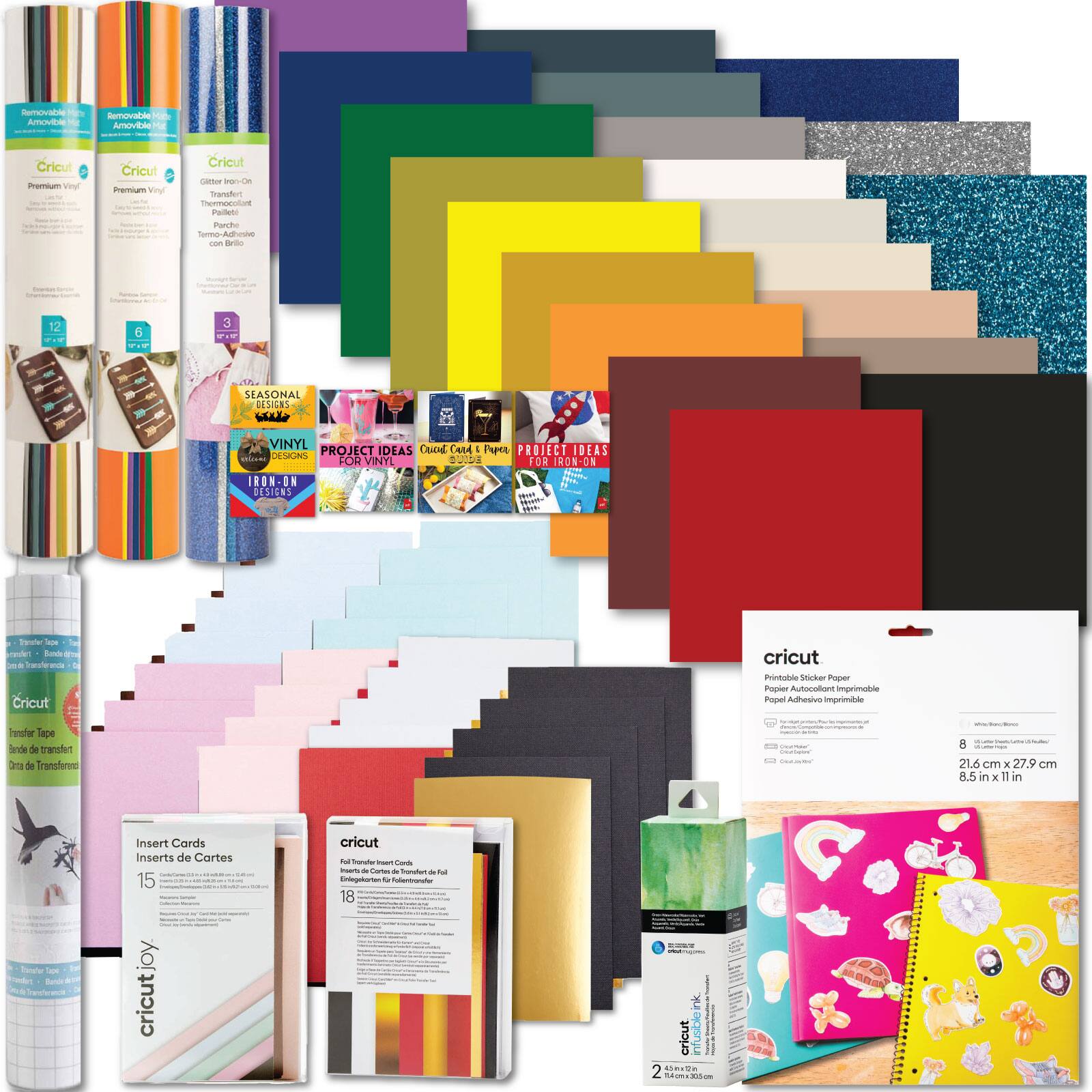 - Removable Adhesive Vinyl
- Cricut Premium Vinyl
- Cricut Glitter Iron-On
- Cricut Transfer Tape
- Cricut Transfer Tape
- Cricut Transfer Tape
- Seasonal Designs
- Vinyl Project Ideas
- Iron-On Project Ideas
- Cricut Card & Paper Project Ideas
- Cricut Printable Sticker Paper
- Cricut Transfer Tape
- Cricut Insert Cards
- Cricut Roll & Refill Insert Cards
- Cricut Joy
- 24 Sheets of 21.6 cm x 27.9 cm (8.5 in x 11 in)