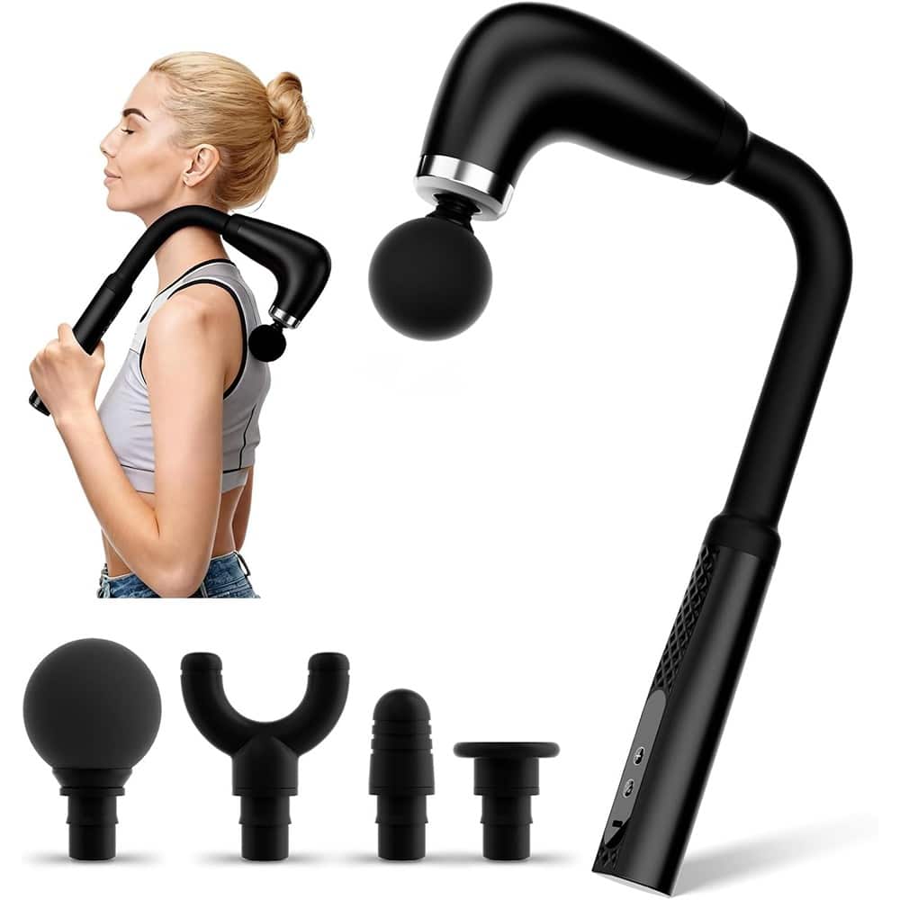 Schertz - Deep Tissue Massage Gun – Extension Handle, 9 Speeds, 4 Heads (Black)