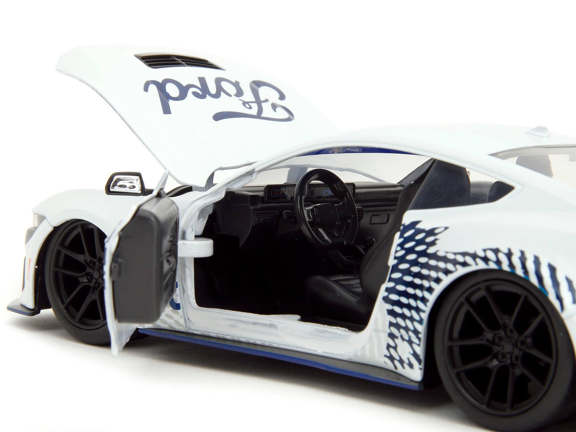 Alt View 3. Jada - 2024 Ford Mustang Dark Horse White with "Mustang Horse Graphics" "Bigtime Muscle" Series 1/24 Diecast Model Car by Jada.