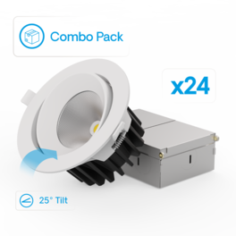 Infibrite - Gimbal 24 Deg Angle 4In 5CCT Selectable New Construction 960LM Triac Dimmable LED Light (24 Pack) - White