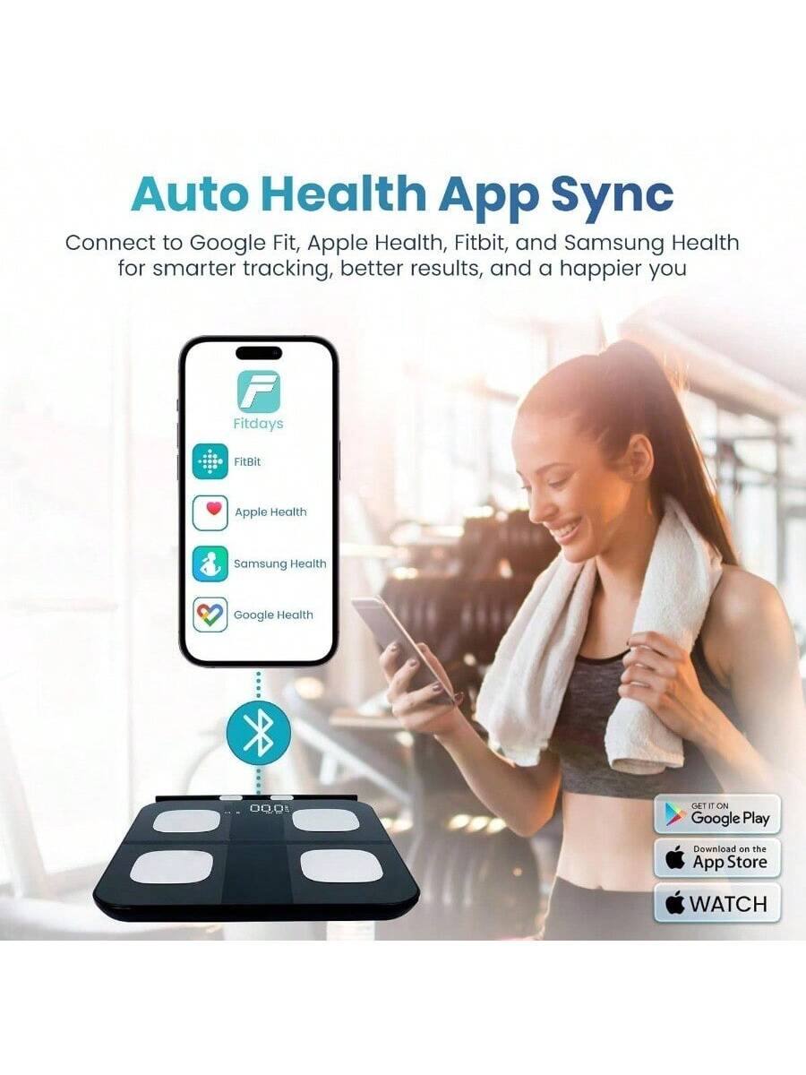 Auto Health App Sync

Connect to Google Fit, Apple Health, Fitbit, and Samsung Health for smarter tracking, better results, and a happier you

Fitdays  
Fitbit  
Apple Health  
Samsung Health  
Google Health  

GET IT ON Google Play  
Download on the App Store  
WATCH