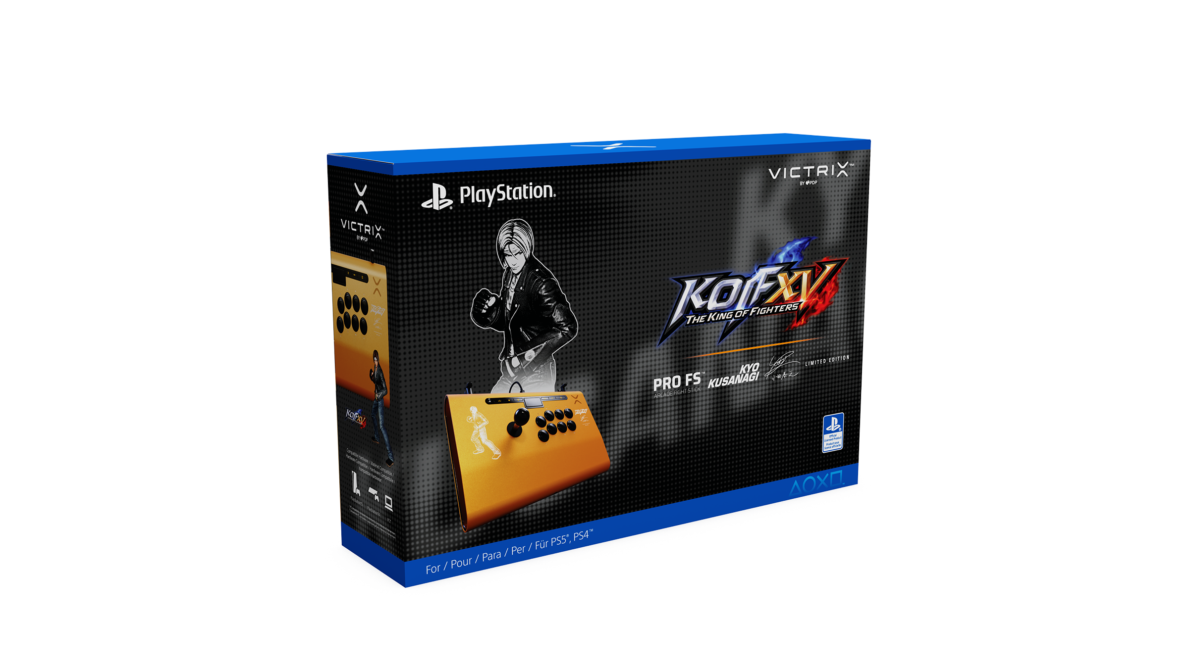 VICTRIX  
KOF XV  
The King of Fighters  
PRO FS KUSANAGI  
PlayStation  
For PS5 / PS4  
For / Para / Pour / For / Para / Pour / For PS5 / PS4