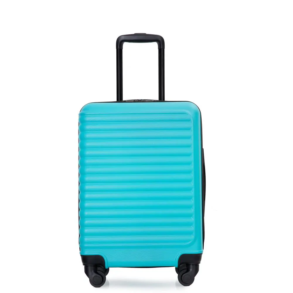 Front. BreeBe - Lightweight 20' Carry-On Luggage Suitcase with Spinner Wheels, ABS Material - Turquoise.