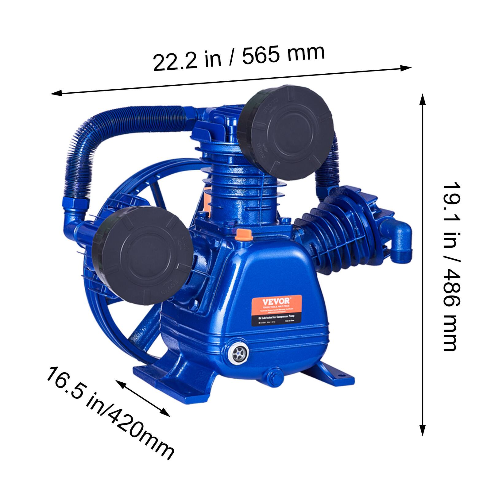 22.2 in / 565 mm  
16.5 in / 420 mm  
19.1 in / 486 mm  

VEVOR