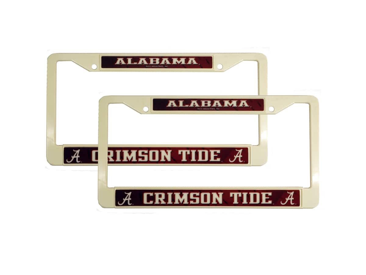 Rico Industries - Alabama Crimson Tide Plastic Car License Plate Frame - Set of 2 Frames - Multi