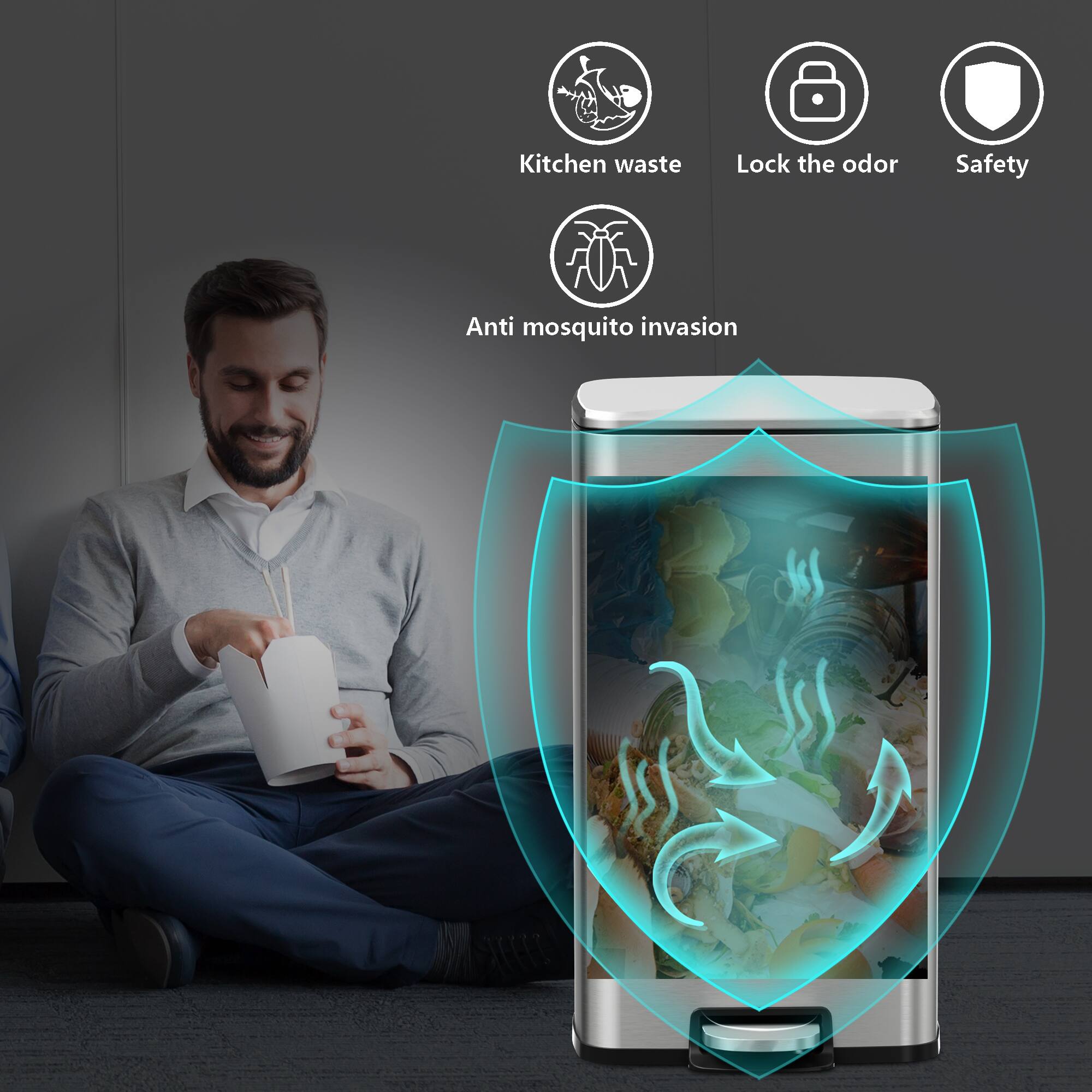 Kitchen waste, Lock the odor, Safety, Anti mosquito invasion