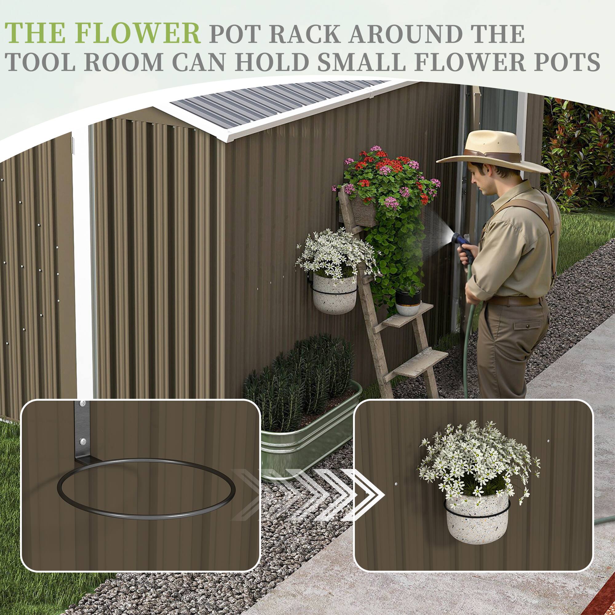 The Flower Pot Rack Around the Tool Room Can Hold Small Flower Pots