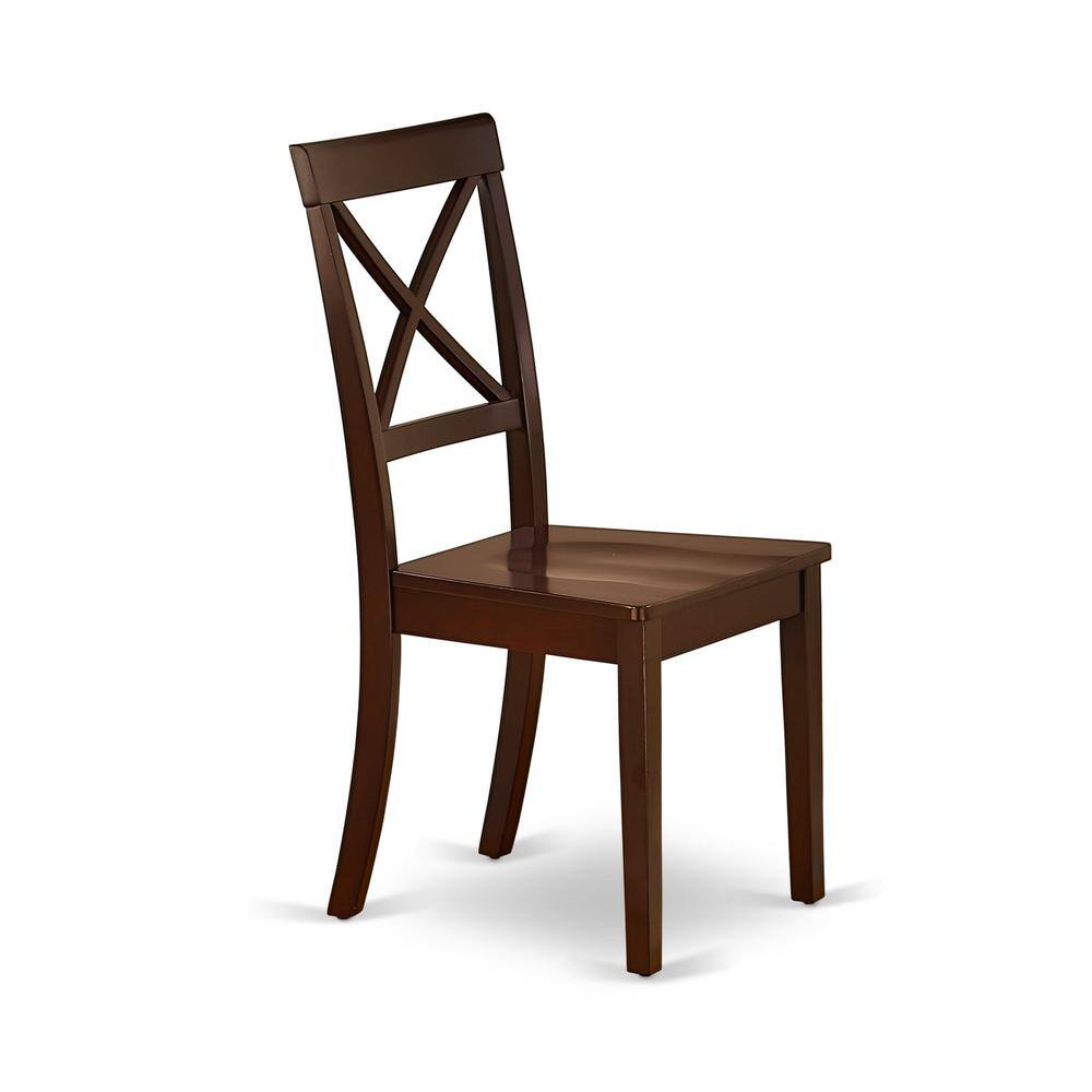 Left. East West Furniture - AMBO3-MAH-W 3 Pc Dining Room Set - 1 Round Pedestal Table and 2 Mahogany Dinning Chairs - Mahogany Finish - Mahogany.