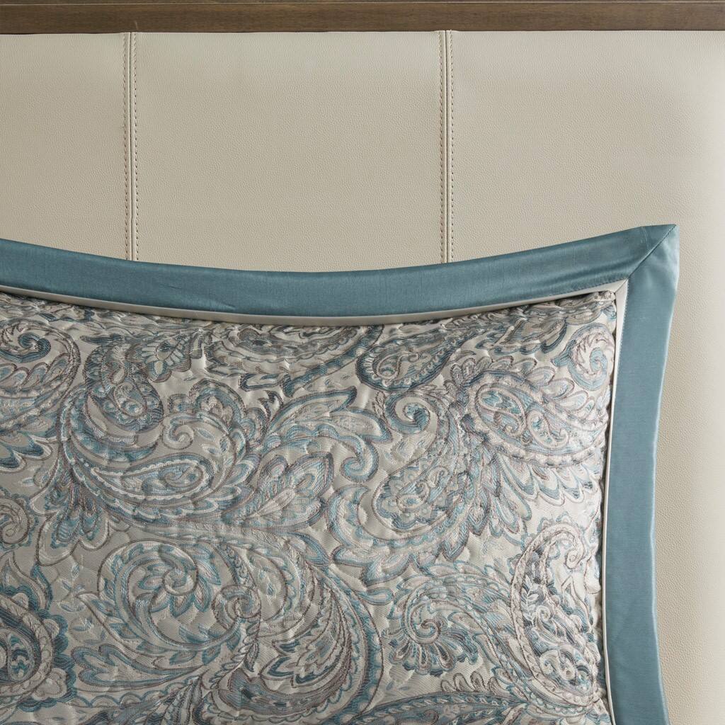 Alt View 2. Gracie Mills - Gracie Mills Thornton 5-Piece Reversible Jacquard Bedspread Set with Throw Pillows - Teal.