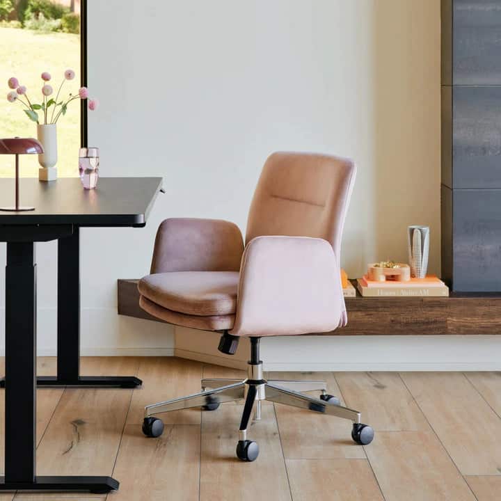 Branch Furniture - Branch Softside Mid-Century Modern Mid Back Office Chair – Removable Arms, Adjustable Height, Cloud-Like Comfort - Blush price history on PriceWatchPro