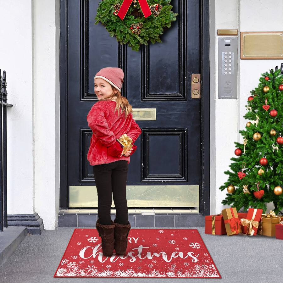 GARVEE Merry Christmas Welcome Doormat Festive Holiday Snowflake Non ...