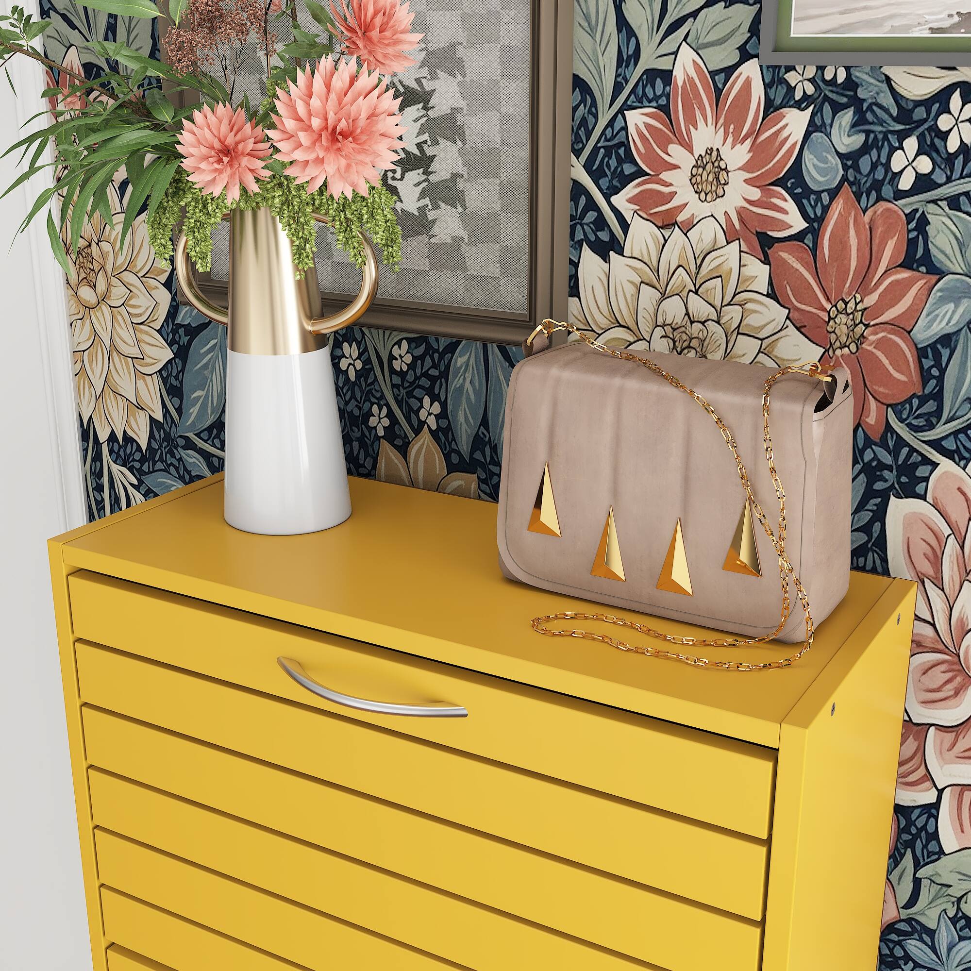 Alt View 10. Famapy - Famapy Space - Saving Rustic Shoe Cabinet 3 Flip Drawers Adjustable Shelves to Tame Clutter & Enhance Entryway Style - Yellow.