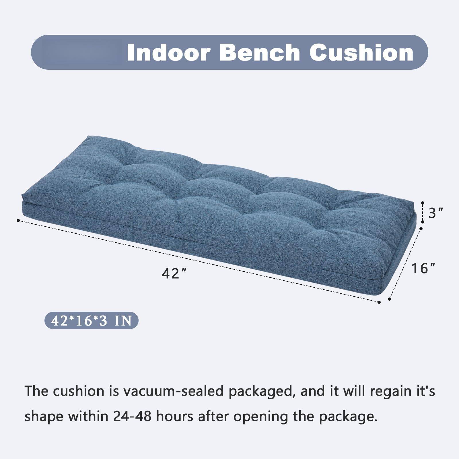 Indoor Bench Cushion

42" x 16" x 3" IN

The cushion is vacuum-sealed packaged, and it will regain its shape within 24-48 hours after opening the package.