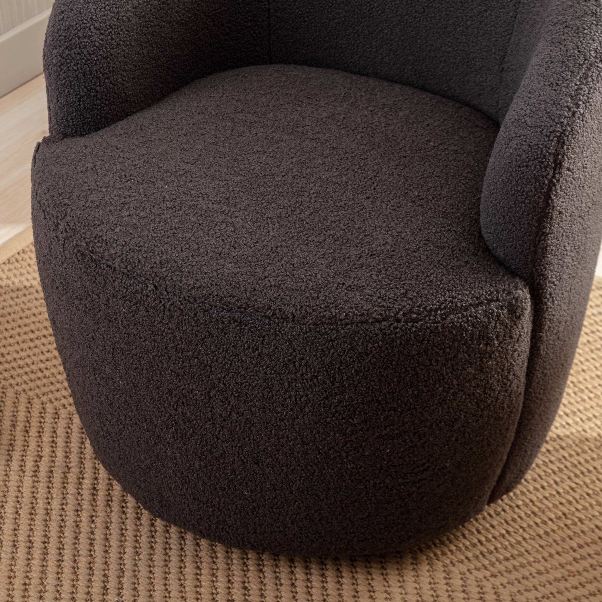 Angle. GOODSILO - Plush Swivel Accent Armchair with Ergonomic Design and 360-Degree Rotation for Modern Interiors - Dark Gray.