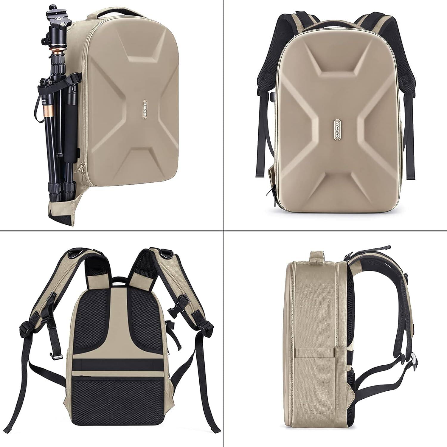 Alt View 1. mosiso - Camera Backpack 15-16 inch Waterproof Hardshell Camera Bag with Tripod Holder&Laptop Compartment - Camel.