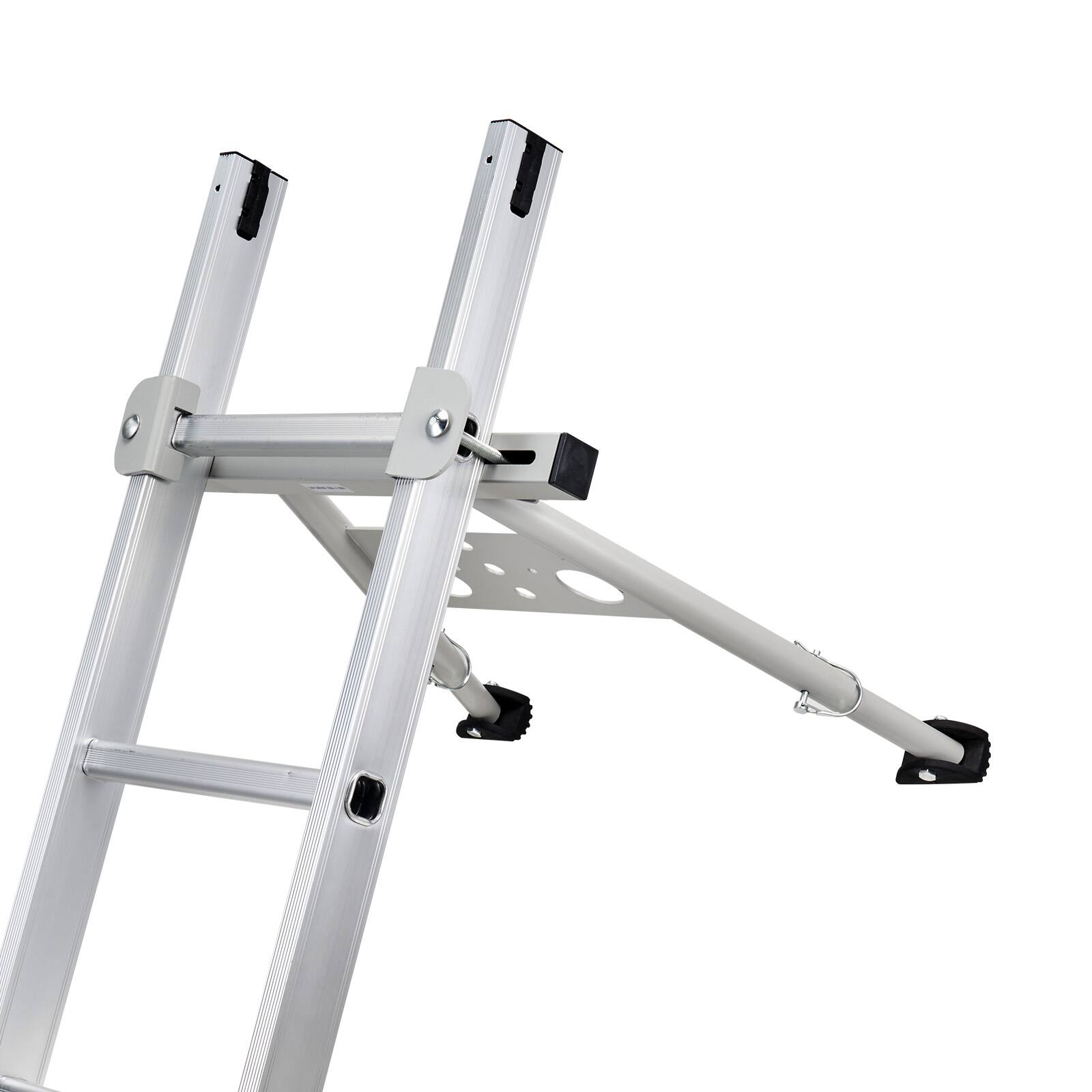Alt View 5. VEVOR - Ladder Stabilizer, Adjustable Feet Extension Ladder Standoff, Heavy Duty Wall Ladder Accessories for Roof Gutter - Matte Silver.