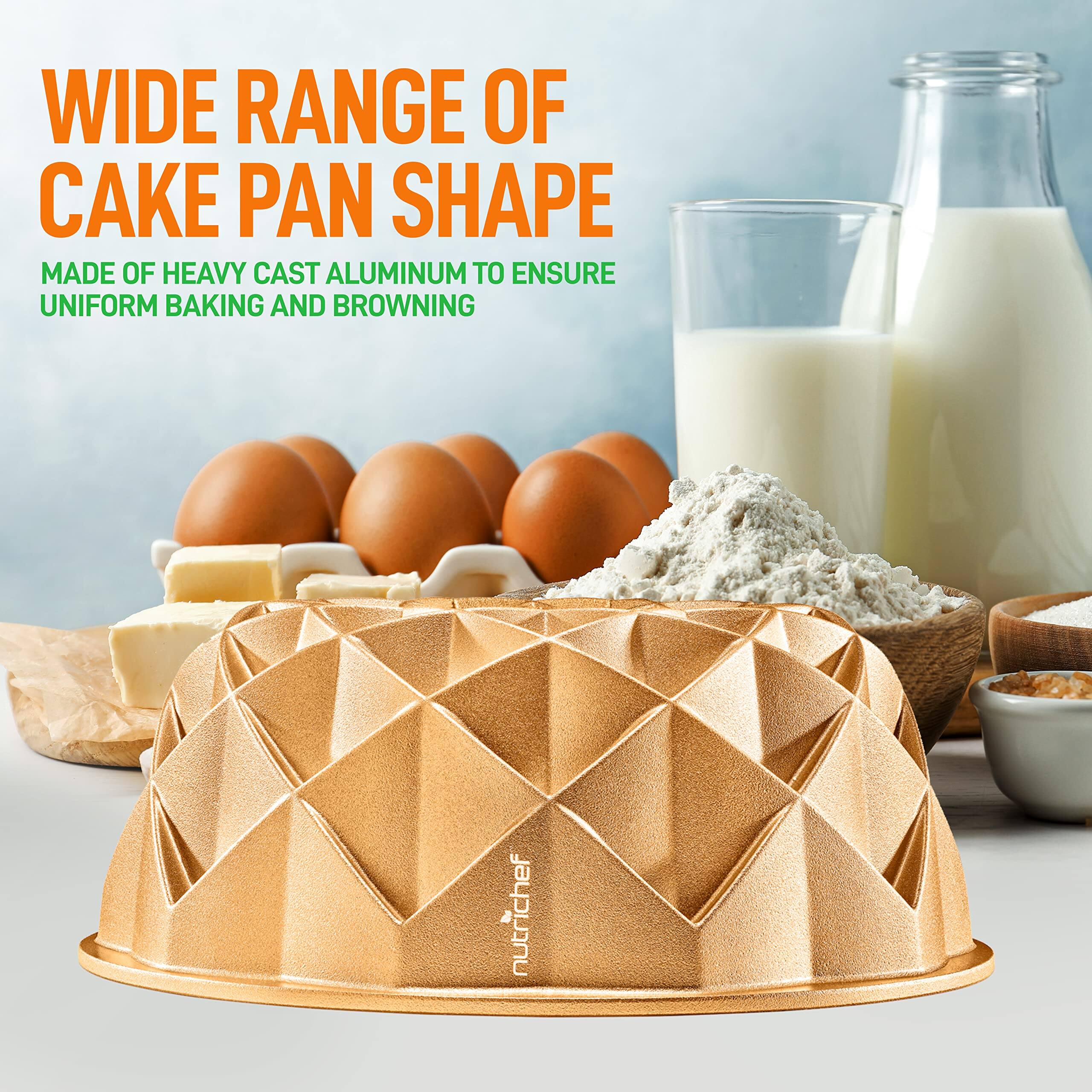 WIDE RANGE OF CAKE PAN SHAPE  
MADE OF HEAVY CAST ALUMINUM TO ENSURE UNIFORM BAKING AND BROWNING