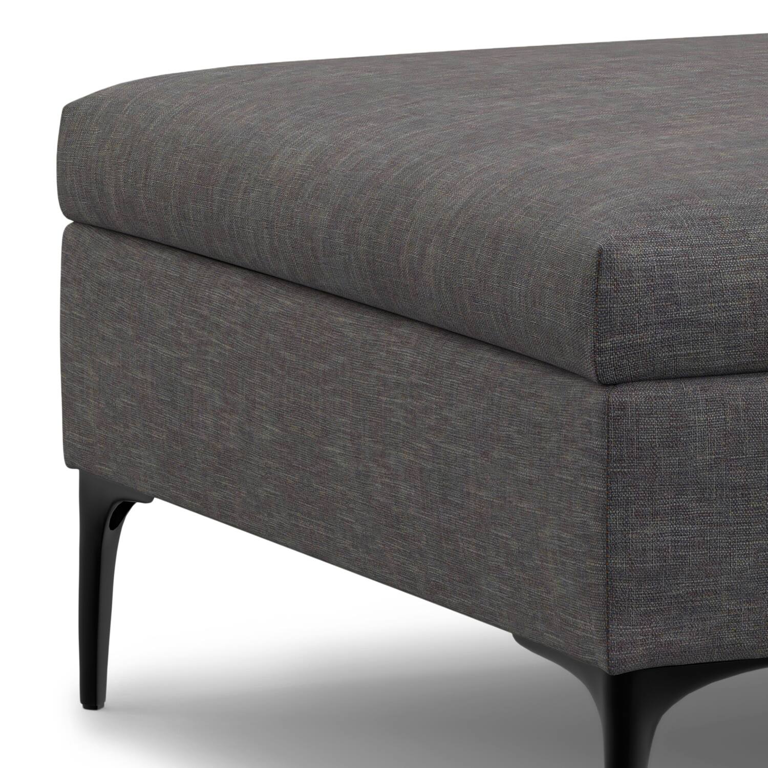 Alt View 9. Simpli Home - Rebecca 36 inch Mid Century Coffee Table Storage Ottoman with Lift Up Lid in Slate Grey Polyester Linen, Assembled - Slate Grey.